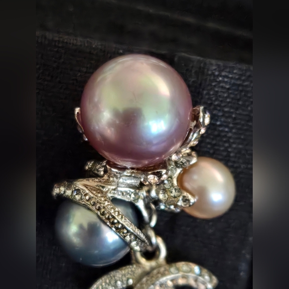 Chanel 2013 Spring Palladium Multicolor Strass and Faux Pearl Drop CC Earrings - Picture 6 of 12